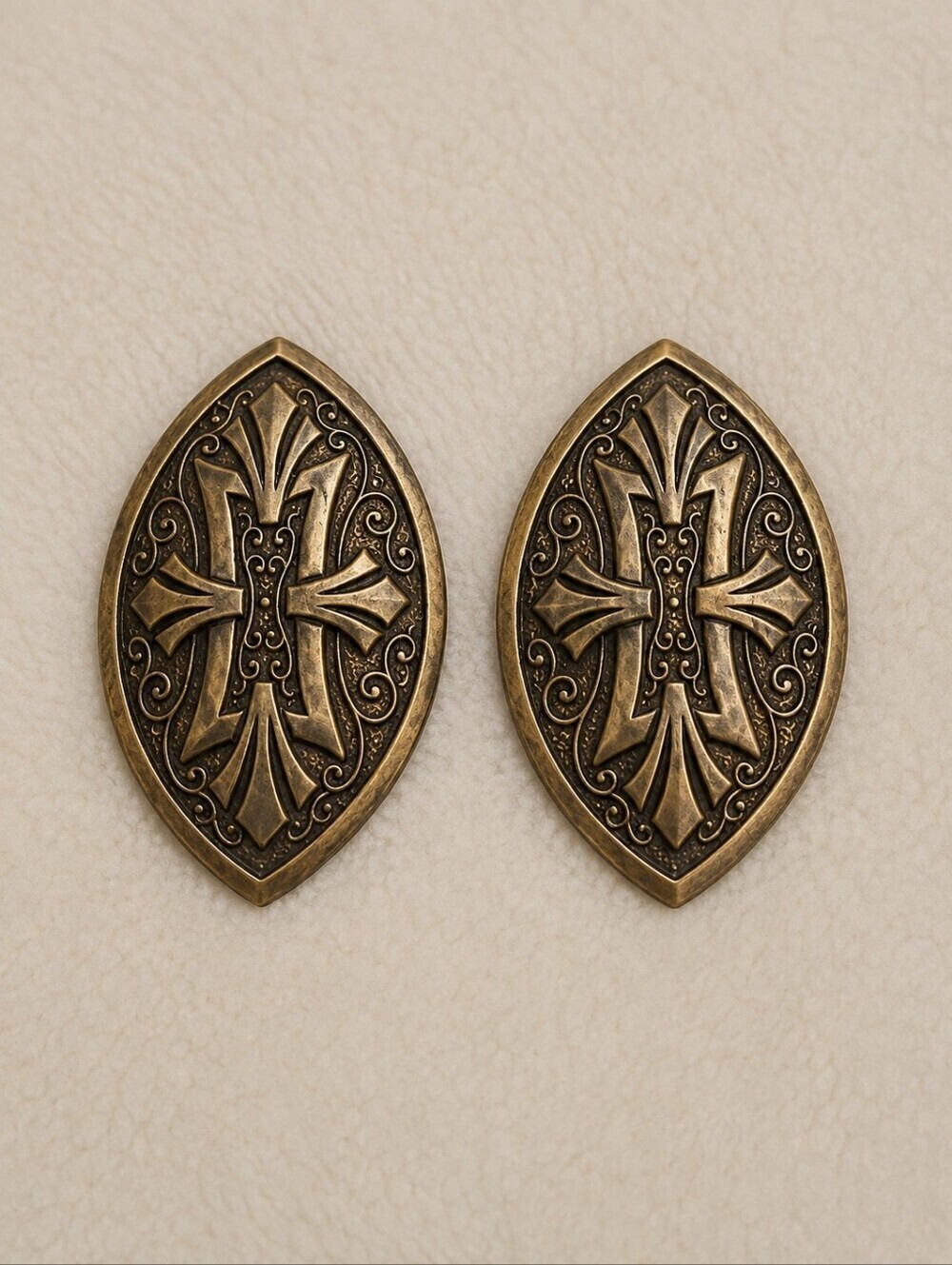 Vintage Medieval Warrior Shield Castlecore Post Earrings